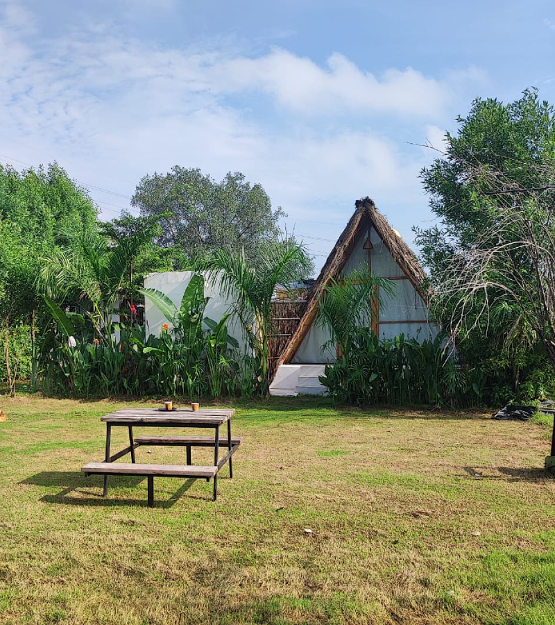 Rustic hut homestay in the Aravalli Hills near Gurgaon, ideal for a weekend getaway