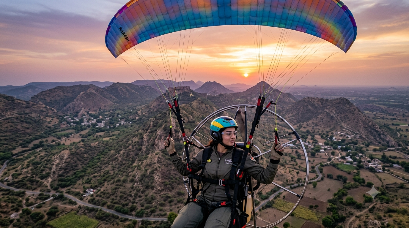 Paramotoring adventure over Aravalli Hills near Gurgaon, Delhi NCR